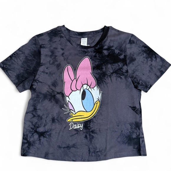 Disney Black Tie Dye Daisy Duck Crop T-Shirt - Picture 1 of 3